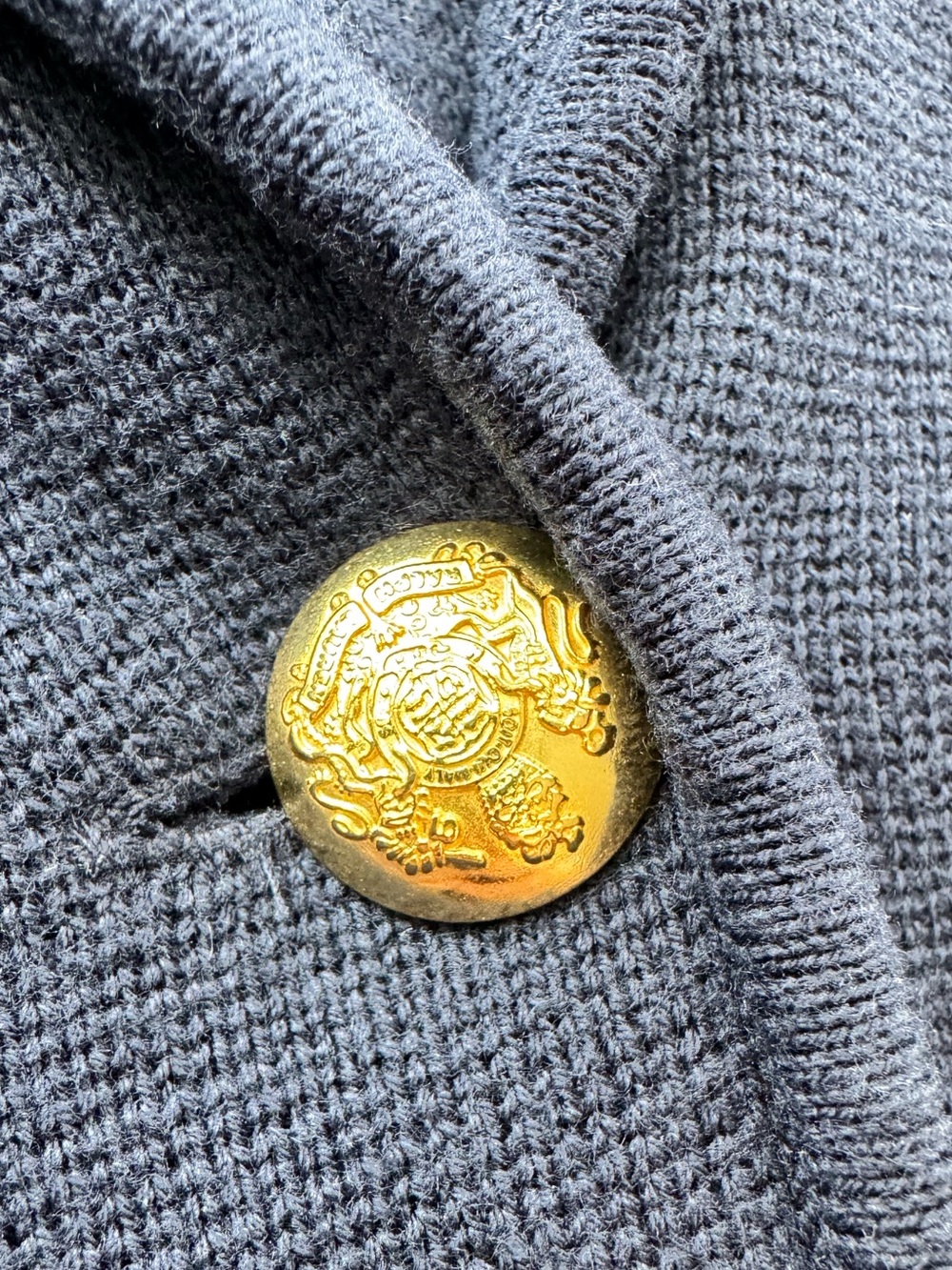 Lauren Ralph Lauren Navy Blue Cotton Knit Blazer Gold Buttons XL - Picture 5 of 6